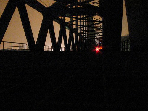 Bridge of Schalkwijk at night and the Houten light pollution on the background