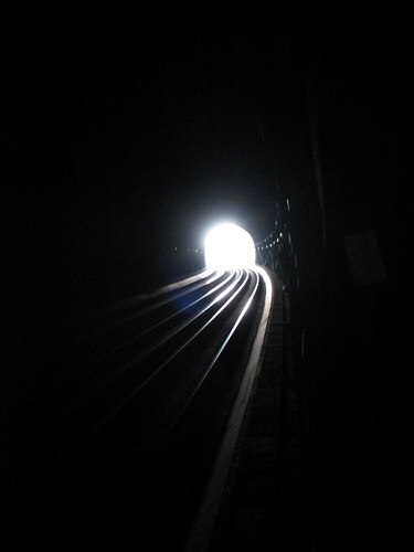 Three tracks inside the tunnel