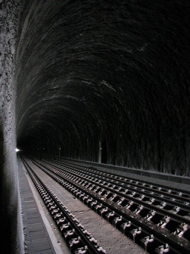 Inside a railway tunnel