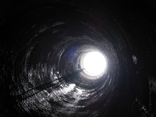Huge air shaft in the railwaytunnel van Veurs